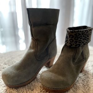 Sanita wood clog booties